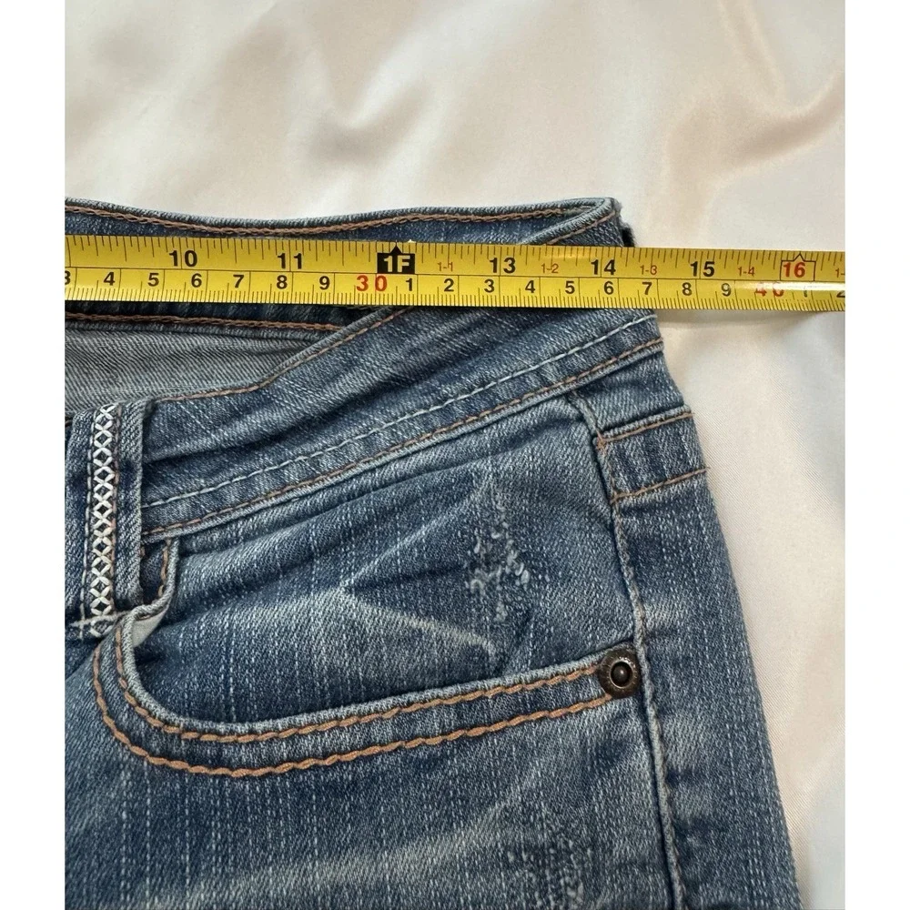 Vanity Jeans Women's *fits 28x32 Tall Blue Y2K Low Rise Flare Hippie Festival - Picture 12 of 14